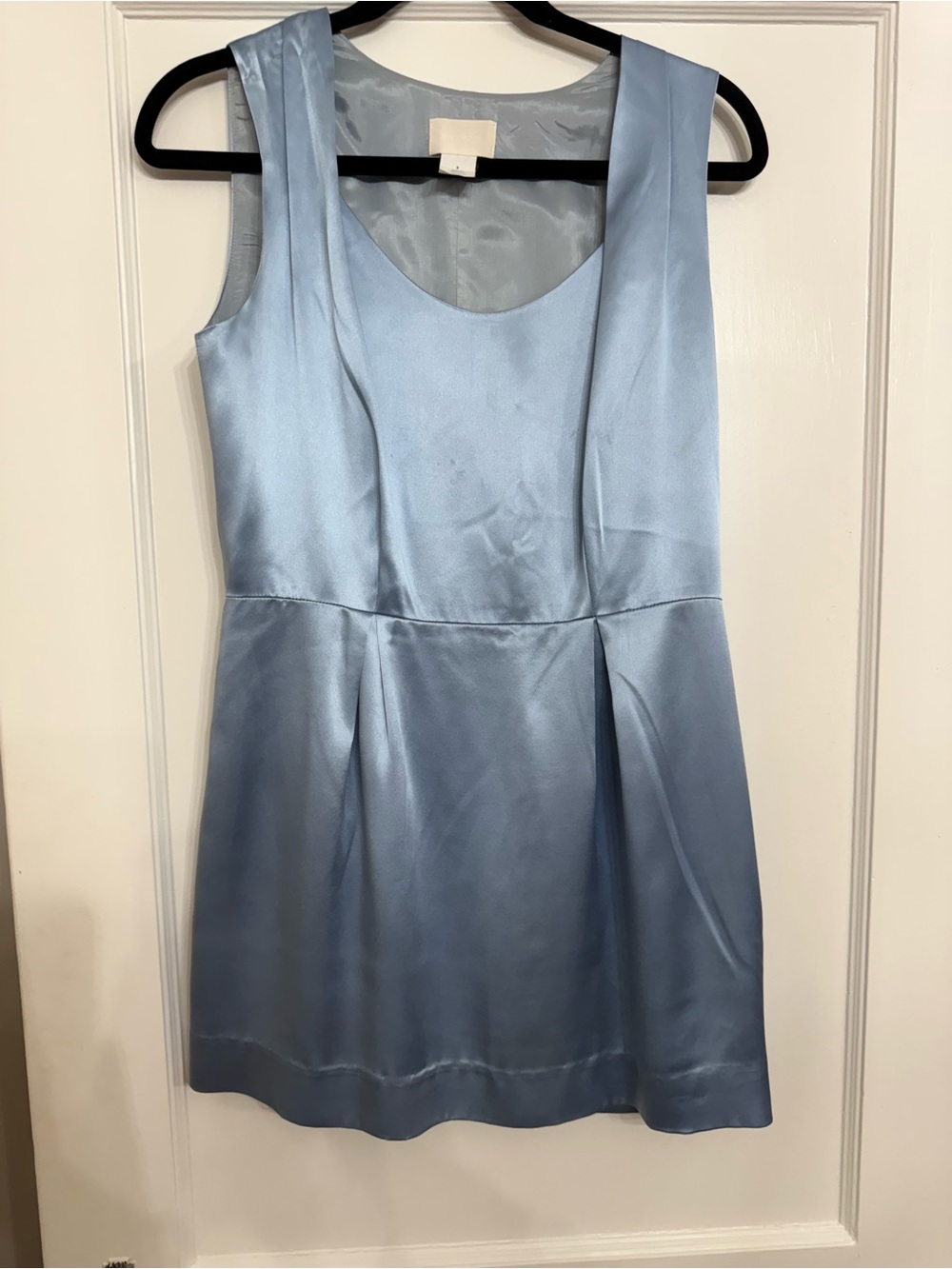 J.Crew Collection Ice Blue Satin silk  Scoopback Mini Dress Sheath 6